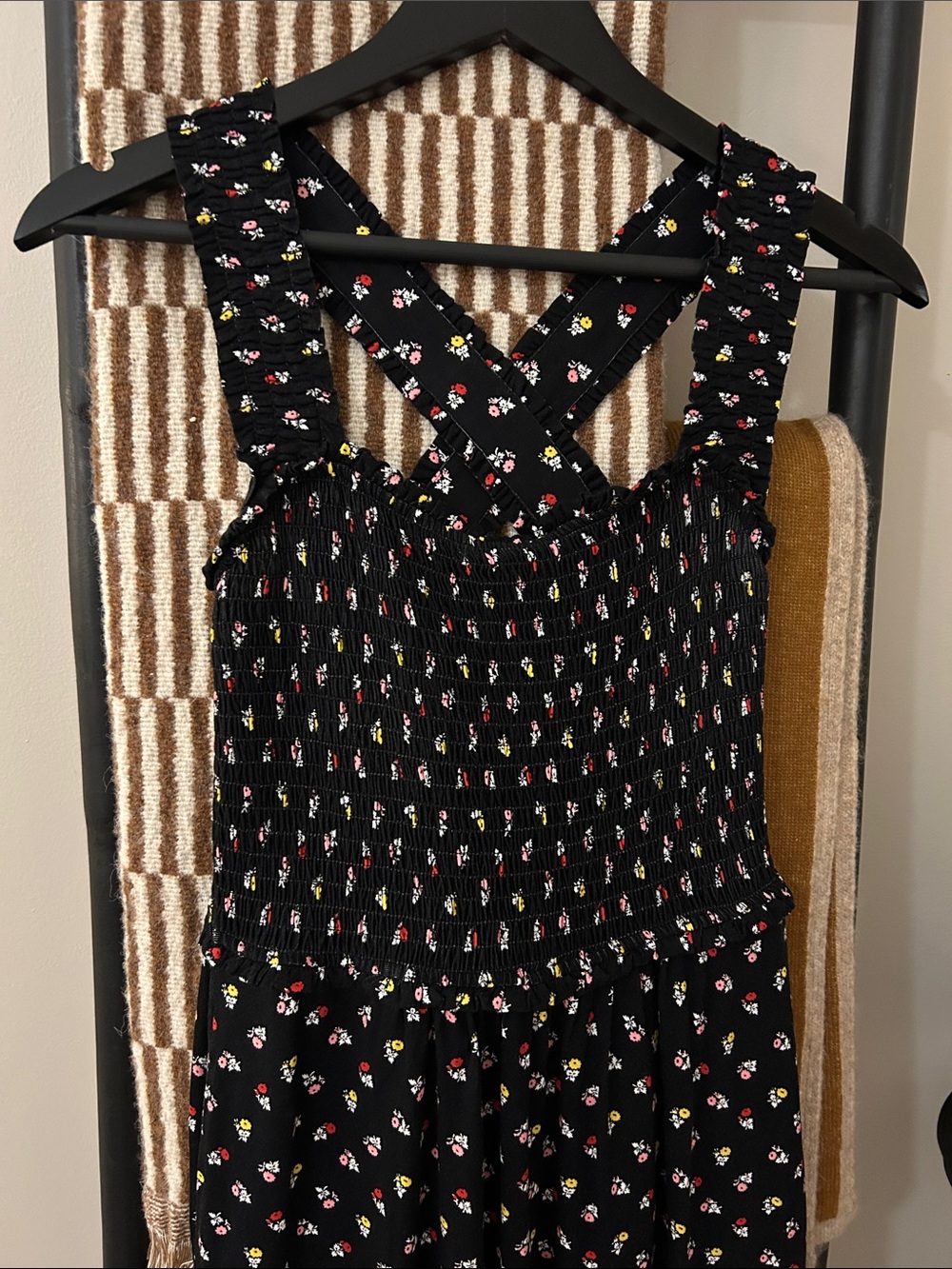 BODEN Black Floral Smocked Maxi Dress - Picture 2 of 5